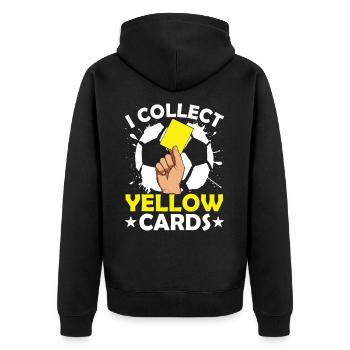 Fußball - Unisex Premium Bio Zip Hoodie - Schwarz - Hinten - Nico (187cm)