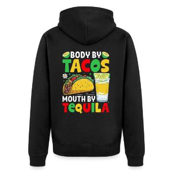 Tacos Tequila - Unisex Premium Organic Zip Hoodie - black - Back - Nico (187cm)