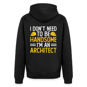 Architect - Unisex Premium Organic Zip Hoodie - black - Back - Nico (187cm)