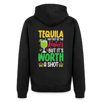 Tequila - Unisex Premium Bio Zip Hoodie - Schwarz - Hinten - Nico (187cm)