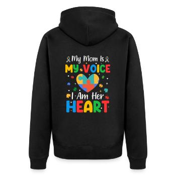 Autismus Autisten - Unisex Premium Bio Zip Hoodie - Schwarz - Hinten - Nico (187cm)