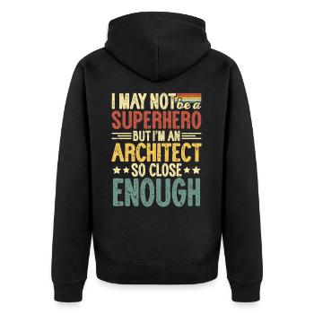Architect - Unisex Premium Organic Zip Hoodie - black - Back - Nico (187cm)