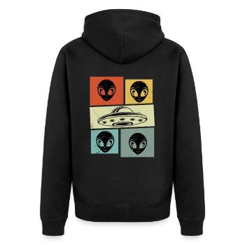Alien Ovni Rétro Vintage - Veste à capuche bio Premium Unisexe - noir - Dos - Nico (187cm)