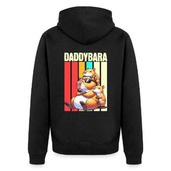 Daddybara Capybara Vater Papa - Unisex Premium Bio Zip Hoodie - Schwarz - Hinten - Nico (187cm)