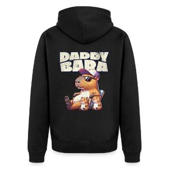Daddybara Capybara Vater Papa - Unisex Premium Bio Zip Hoodie - Schwarz - Hinten - Nico (187cm)