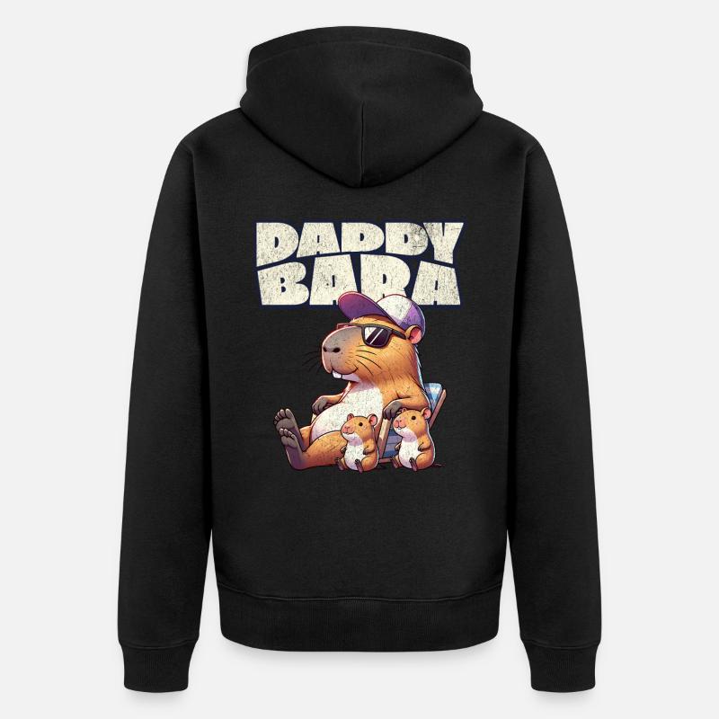 Daddybara Capybara Père Papa - Veste à capuche bio Premium Unisexe - noir