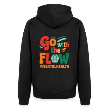 Psychische Gesundheit Mental Health - Unisex Premium Bio Zip Hoodie - Schwarz - Hinten - Nico (187cm)