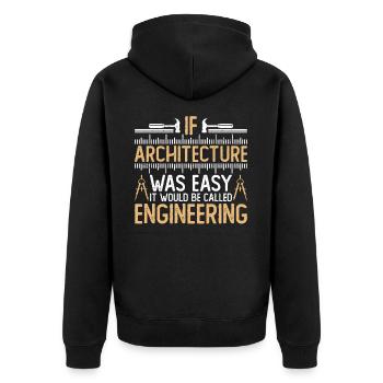 Architekt - Unisex Premium Bio Zip Hoodie - Schwarz - Hinten - Nico (187cm)