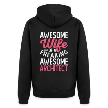 Architekt - Unisex Premium Bio Zip Hoodie - Schwarz - Hinten - Nico (187cm)