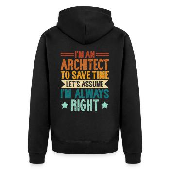 Architekt - Unisex Premium Bio Zip Hoodie - Schwarz - Hinten - Nico (187cm)