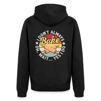 Bake - Unisex Premium Organic Zip Hoodie - black - Back - Nico (187cm)
