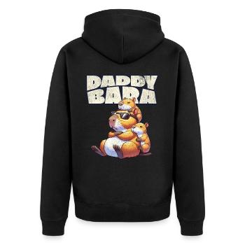 Daddybara Capybara Vater Papa - Unisex Premium Bio Zip Hoodie - Schwarz - Hinten - Nico (187cm)