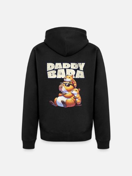 Daddybara Capybara Father Dad - Unisex Premium Organic Zip Hoodie - black
