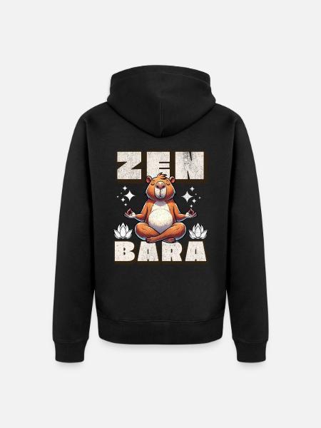Zen Bara Capybara Yoga Meditation - Unisex Premium Organic Zip Hoodie - black