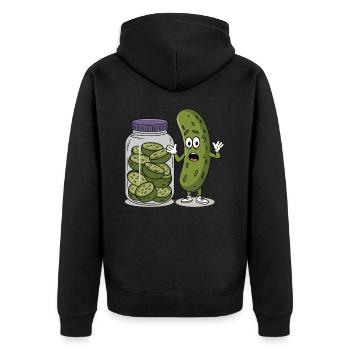 Gurke - Unisex Premium Bio Zip Hoodie - Schwarz - Hinten - Nico (187cm)
