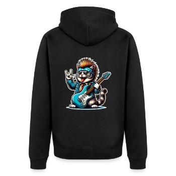 Cat Guitariste de Rock and Roll - Veste à capuche bio Premium Unisexe - noir - Dos - Nico (187cm)