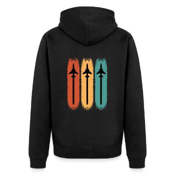 Fighter - Unisex Premium Organic Zip Hoodie - black - Back - Nico (187cm)
