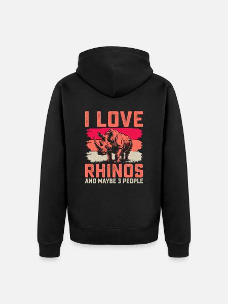 Rhinoceros - Unisex Premium Organic Zip Hoodie - black