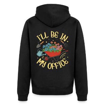 I'LL BE IN MY OFFICE - Unisex Premium Organic Zip Hoodie - black - Back - Nico (187cm)