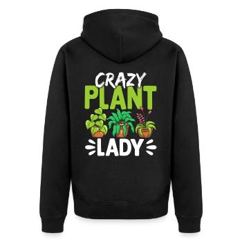 Crazy Plant Lady - Unisex Premium Organic Zip Hoodie - black - Back - Nico (187cm)