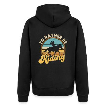 I'D Rather Be Riding - Unisex Premium Bio Zip Hoodie - Schwarz - Hinten - Nico (187cm)