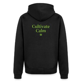 Cultivate Calm Hemp Cannabis Saying - Unisex Premium Organic Zip Hoodie - black - Back - Nico (187cm)