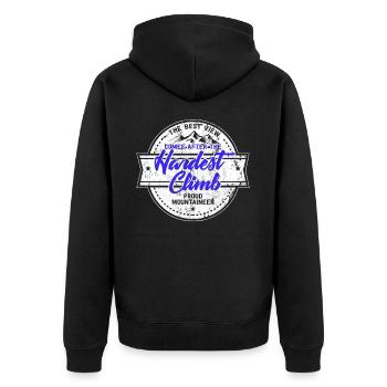 Bergsteigen Bergsteiger Klettern Wandern Geschenk - Unisex Premium Bio Zip Hoodie - Schwarz - Hinten - Nico (187cm)