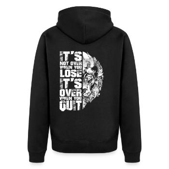 Lion Motivation Saying Giving Up Gift Strength - Unisex Premium Organic Zip Hoodie - black - Back - Nico (187cm)