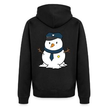 Weihnachtsschneemann Weihnachten Polizei Kinder - Unisex Premium Bio Zip Hoodie - Schwarz - Hinten - Nico (187cm)