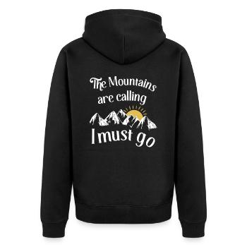 The mountains are calling - I must go - Unisex Premium Organic Zip Hoodie - black - Back - Nico (187cm)