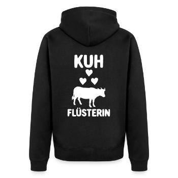 Kuhflüsterin Bauer mit Kuhherde Kuhliebe - Unisex Premium Bio Zip Hoodie - Schwarz - Hinten - Nico (187cm)