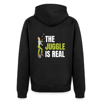 The Juggle Ist Real Für Alle Zirkus-enthusiasten - Unisex Premium Bio Zip Hoodie - Schwarz - Hinten - Nico (187cm)