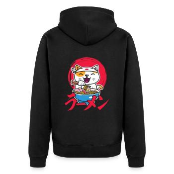 Ramen de chat drôle pour tout le monde - Veste à capuche bio Premium Unisexe - noir - Dos - Nico (187cm)