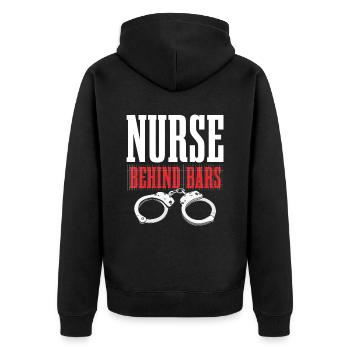 Krankenschwester Hinter Gittern Für Lustige - Unisex Premium Bio Zip Hoodie - Schwarz - Hinten - Nico (187cm)