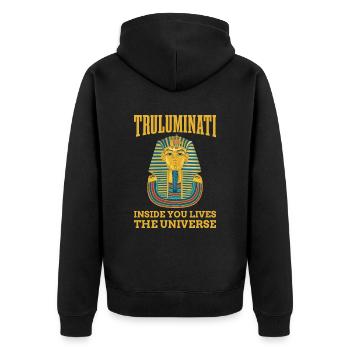 Truluminati En vous vit l’univers - Veste à capuche bio Premium Unisexe - noir - Dos - Nico (187cm)