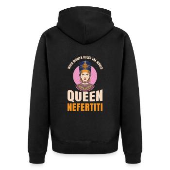 Als Frauen Die Weltkönigin Nofretete Regierten - Unisex Premium Bio Zip Hoodie - Schwarz - Hinten - Nico (187cm)