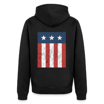 Stars and Stripes Flagge Vintage - Unisex Premium Bio Zip Hoodie - Schwarz - Hinten - Nico (187cm)