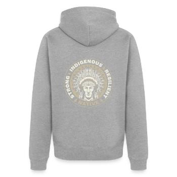 Autochtones résilients et forts - Veste à capuche bio Premium Unisexe - gris chiné - Dos - Nico (187cm)