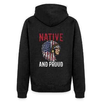 Indigenous and proud for all indigenous peoples - Unisex Premium Organic Zip Hoodie - black - Back - Nico (187cm)