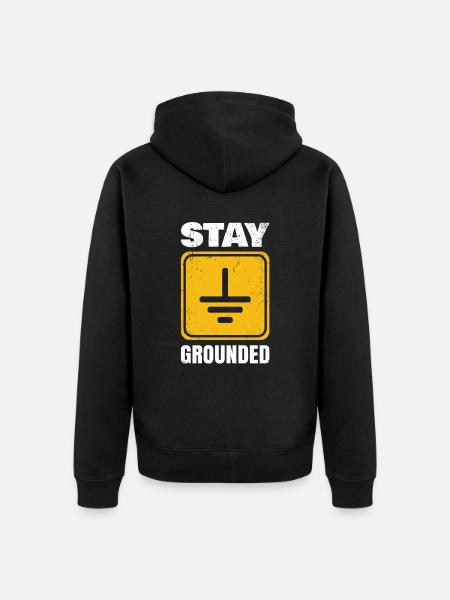 Stay Grounded Funny Electrician Design - Unisex Premium Organic Zip Hoodie - black