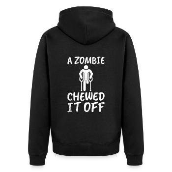 Ein Zombie Hat Es Abgekaut. - Unisex Premium Bio Zip Hoodie - Schwarz - Hinten - Nico (187cm)