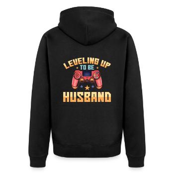 Ascend to husband for bride and - Unisex Premium Organic Zip Hoodie - black - Back - Nico (187cm)