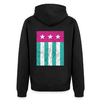 Étoiles et rayures Drapeau Rose Vert - Veste à capuche bio Premium Unisexe - noir - Dos - Nico (187cm)