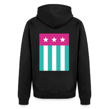 Étoiles et rayures Drapeau Rose Vert - Veste à capuche bio Premium Unisexe - noir - Dos - Nico (187cm)