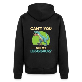 Kannst Du Leggisaurier Nicht Sehen? - Unisex Premium Bio Zip Hoodie - Schwarz - Hinten - Nico (187cm)