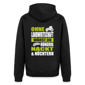 Bauernprotest Bauerndemo Trecker-Demo Landwirt - Unisex Premium Bio Zip Hoodie - Schwarz - Hinten - Nico (187cm)