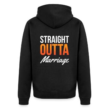 Directly from the marriage - Unisex Premium Organic Zip Hoodie - black - Back - Nico (187cm)