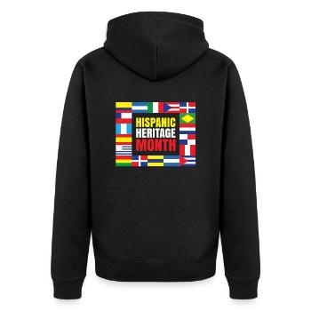 Hispanic Heritage Month Für Alle Beiträge Von - Unisex Premium Bio Zip Hoodie - Schwarz - Hinten - Nico (187cm)