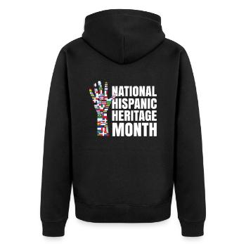 Hispanic Heritage Month Hand Für Beiträge Von - Unisex Premium Bio Zip Hoodie - Schwarz - Hinten - Nico (187cm)