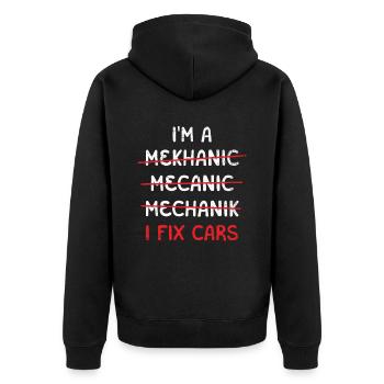 Je suis Mécanicien Mekhanic Mecanic, Je Répare - Veste à capuche bio Premium Unisexe - noir - Dos - Nico (187cm)